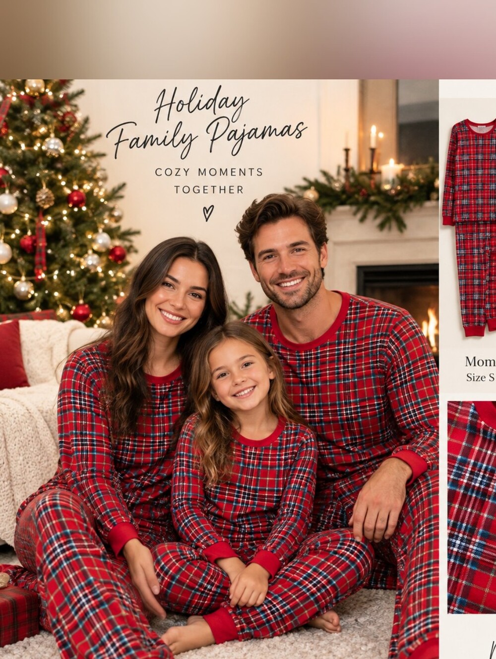 Red Plaid Kids Pajamas - Holiday Family Set Festive Size 8, S &L